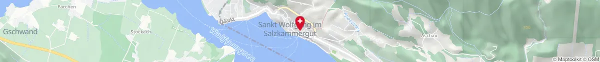 Map representation of the location for Apotheke Zum Heiligen Wolfgang in 5360 Sankt Wolfgang